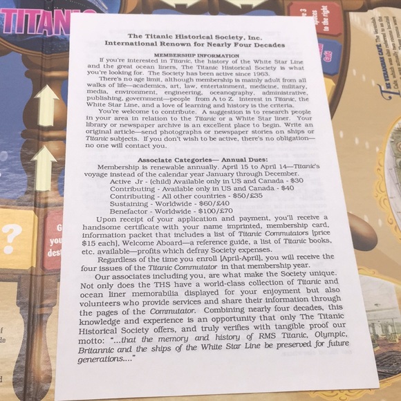 Titanic Historical Society Trivia Board Game Vintage 1998 - Picture 11 of 11